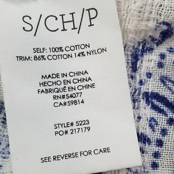 Cabi White & Blue Wrap Top 5223 - Picture 6 of 7